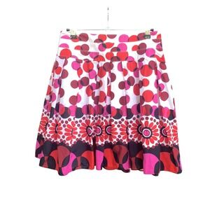 Catch My I Skirt Junior Size 3‎ Pink Red White Circle Floral Mod Print Cotton
